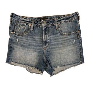 SILVER JEANS Beau Short Cut Off Blue Jean Boyfriend Denim Shorts Women’s Size 32